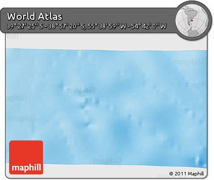 Shaded Relief 3D Map of the Area around 39° 12' 22" S, 55° 10' 29" W