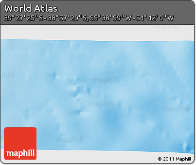 Shaded Relief 3D Map of the Area around 39° 12' 22" S, 55° 10' 29" W