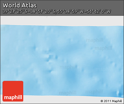 Shaded Relief 3D Map of the Area around 39° 12' 22" S, 55° 10' 29" W