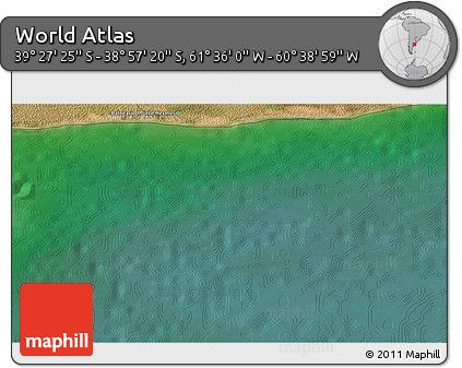 Satellite 3D Map of the Area around 39° 12' 22" S, 61° 7' 30" W