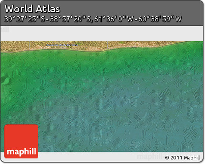 Satellite 3D Map of the Area around 39° 12' 22" S, 61° 7' 30" W