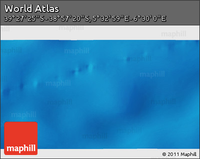 Physical 3D Map of the Area around 39° 12' 22" S, 6° 1' 30" E