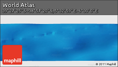 Physical Panoramic Map of the Area around 39° 12' 22" S, 6° 1' 30" E