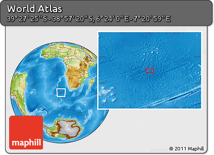 Physical Location Map of the Area around 39° 12' 22" S, 6° 52' 30" E