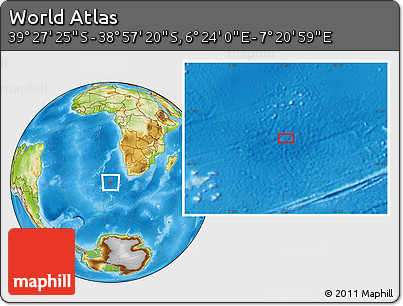 Physical Location Map of the Area around 39° 12' 22" S, 6° 52' 30" E