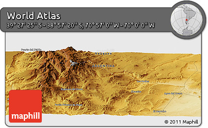 Physical Panoramic Map of the Area around 39° 12' 22" S, 70° 28' 29" W