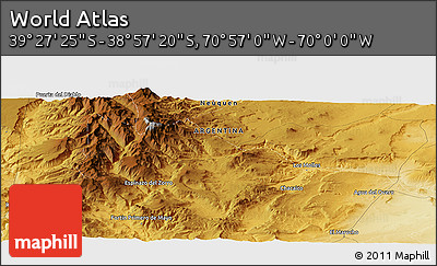 Physical Panoramic Map of the Area around 39° 12' 22" S, 70° 28' 29" W