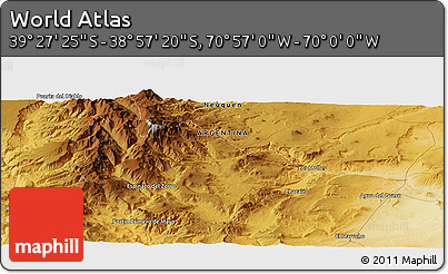 Physical Panoramic Map of the Area around 39° 12' 22" S, 70° 28' 29" W
