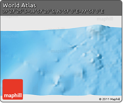 Physical 3D Map of the Area around 39° 12' 22" S, 77° 25' 30" E