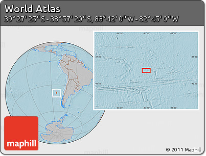 Gray Location Map of the Area around 39° 12' 22" S, 83° 13' 29" W, hill shading
