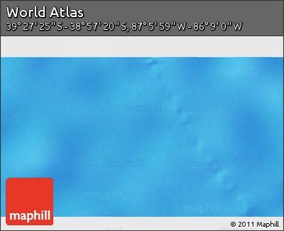 Physical 3D Map of the Area around 39° 12' 22" S, 86° 37' 30" W
