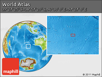 Physical Location Map of the Area around 39° 12' 22" S, 96° 58' 29" E