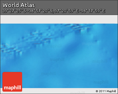 Physical 3D Map of the Area around 39° 12' 22" S, 97° 49' 29" E