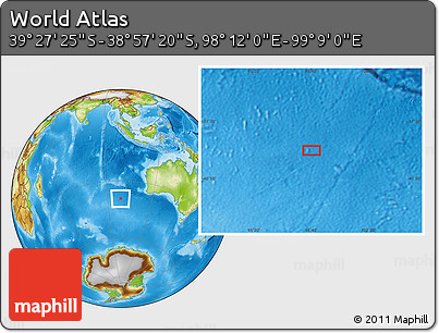 Physical Location Map of the Area around 39° 12' 22" S, 98° 40' 30" E