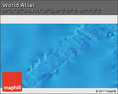 Physical 3D Map of the Area around 39° 12' 22" S, 99° 31' 30" E