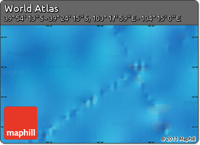 Physical Map of the Area around 39° 39' 14" S, 103° 46' 30" E