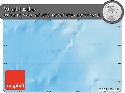 Physical Map of the Area around 39° 39' 14" S, 142° 52' 30" E