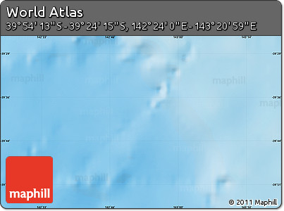 Physical Map of the Area around 39° 39' 14" S, 142° 52' 30" E