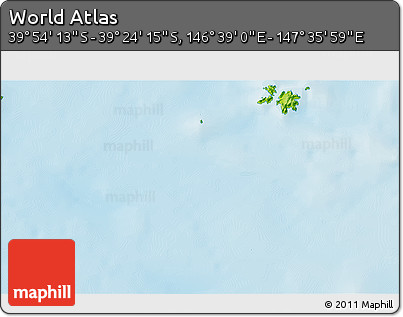 Physical 3D Map of the Area around 39° 39' 14" S, 147° 7' 30" E
