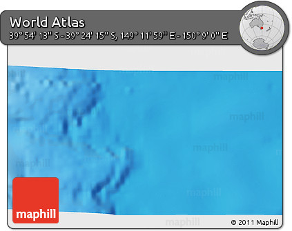 Physical 3D Map of the Area around 39° 39' 14" S, 149° 40' 30" E