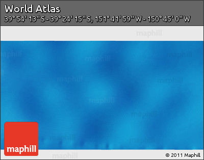 Shaded Relief 3D Map of the Area around 39° 39' 14" S, 151° 13' 29" W
