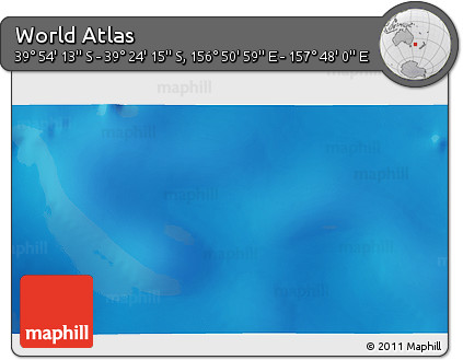 Physical 3D Map of the Area around 39° 39' 14" S, 157° 19' 29" E