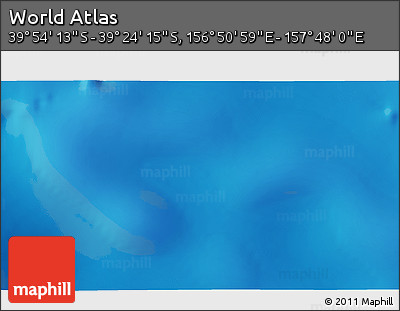 Physical 3D Map of the Area around 39° 39' 14" S, 157° 19' 29" E