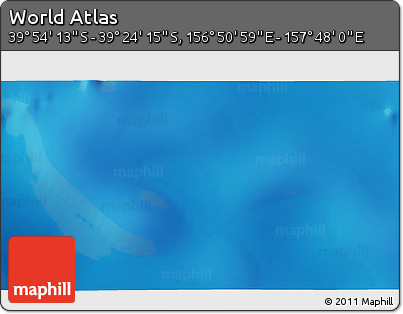 Physical 3D Map of the Area around 39° 39' 14" S, 157° 19' 29" E