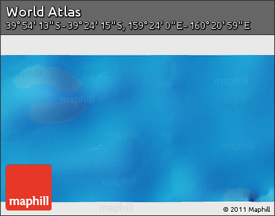 Physical 3D Map of the Area around 39° 39' 14" S, 159° 52' 30" E