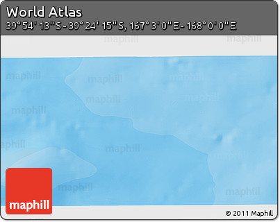 Political 3D Map of the Area around 39° 39' 14" S, 167° 31' 30" E