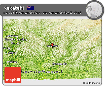 Physical Panoramic Map of Kakatahi