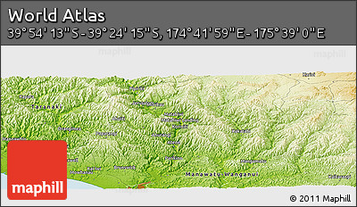 Physical Panoramic Map of the Area around 39° 39' 14" S, 175° 10' 30" E