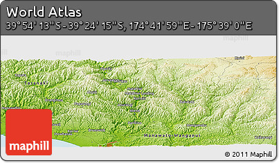 Physical Panoramic Map of the Area around 39° 39' 14" S, 175° 10' 30" E