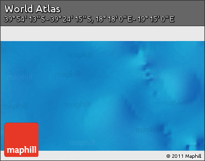 Physical 3D Map of the Area around 39° 39' 14" S, 18° 46' 29" E
