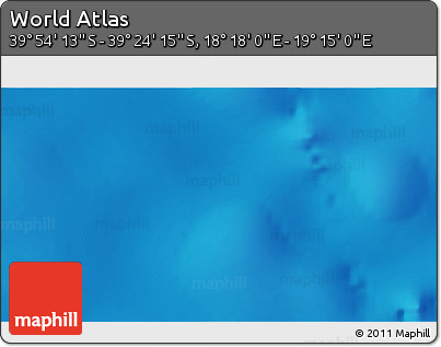 Physical 3D Map of the Area around 39° 39' 14" S, 18° 46' 29" E