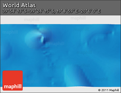 Physical 3D Map of the Area around 39° 39' 14" S, 19° 37' 30" E
