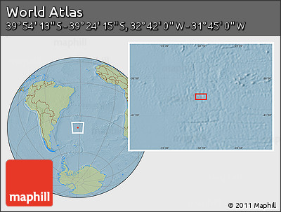 Savanna Style Location Map of the Area around 39° 39' 14" S, 32° 13' 30" W, hill shading