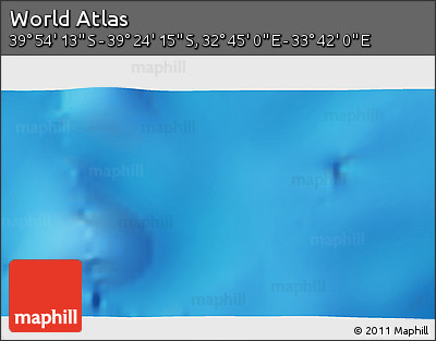 Physical 3D Map of the Area around 39° 39' 14" S, 33° 13' 30" E