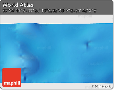 Physical 3D Map of the Area around 39° 39' 14" S, 33° 13' 30" E
