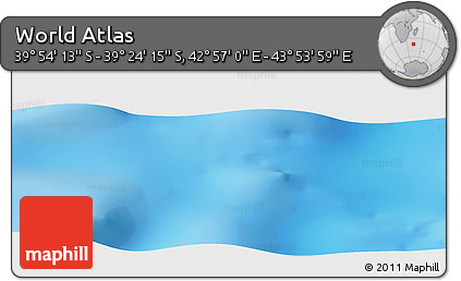 Physical Panoramic Map of the Area around 39° 39' 14" S, 43° 25' 29" E