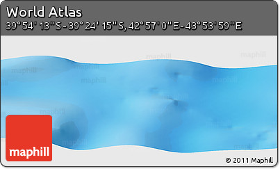 Physical Panoramic Map of the Area around 39° 39' 14" S, 43° 25' 29" E