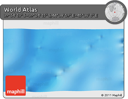 Physical 3D Map of the Area around 39° 39' 14" S, 45° 7' 30" E