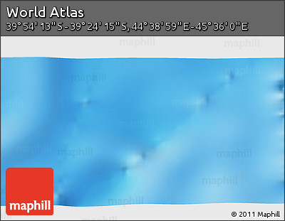 Physical 3D Map of the Area around 39° 39' 14" S, 45° 7' 30" E