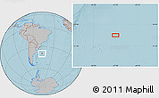 Gray Location Map of the area around 39° 39' 14" S, 47° 31' 29" W, hill shading