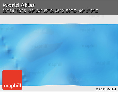 Physical 3D Map of the Area around 39° 39' 14" S, 48° 31' 29" E