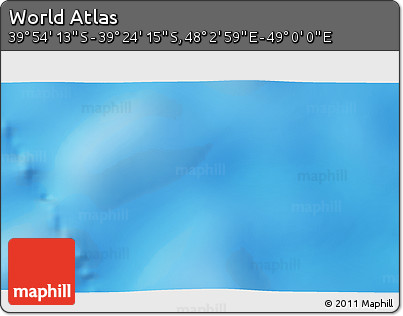 Physical 3D Map of the Area around 39° 39' 14" S, 48° 31' 29" E