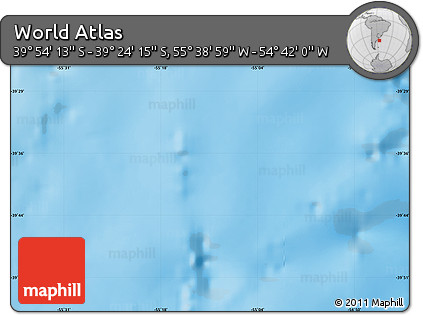Physical Map of the Area around 39° 39' 14" S, 55° 10' 29" W