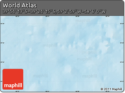 Physical Map of the Area around 39° 39' 14" S, 58° 34' 30" W