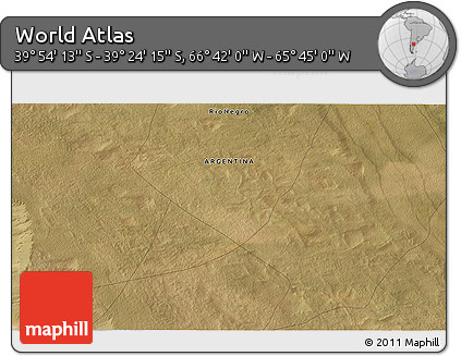 Satellite 3D Map of the Area around 39° 39' 14" S, 66° 13' 29" W