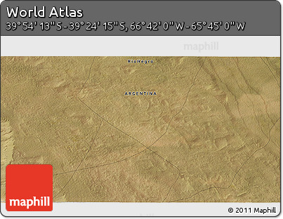 Satellite 3D Map of the Area around 39° 39' 14" S, 66° 13' 29" W
